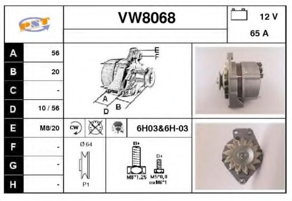 VW8068 SNRA Alternator Alternator