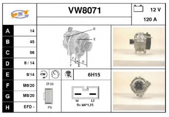 VW8071 SNRA Alternator