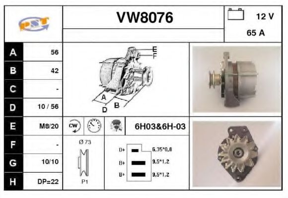 VW8076 SNRA Alternator