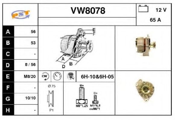VW8078 SNRA Alternator Alternator
