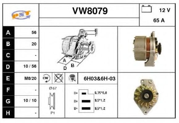 VW8079 SNRA Alternator Alternator