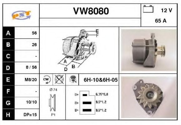 VW8080 SNRA Alternator