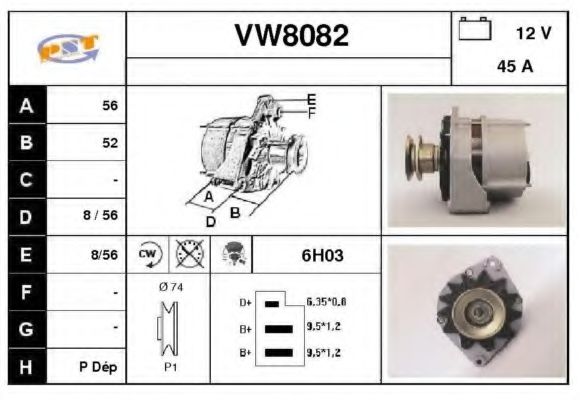 VW8082 SNRA Alternator Alternator
