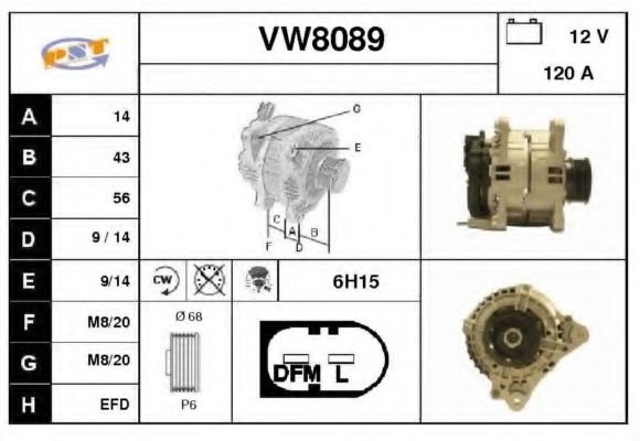VW8089 SNRA Alternator Alternator