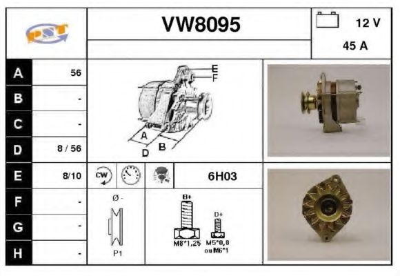 VW8095 SNRA Alternator Alternator