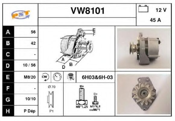 VW8101 SNRA Alternator Alternator