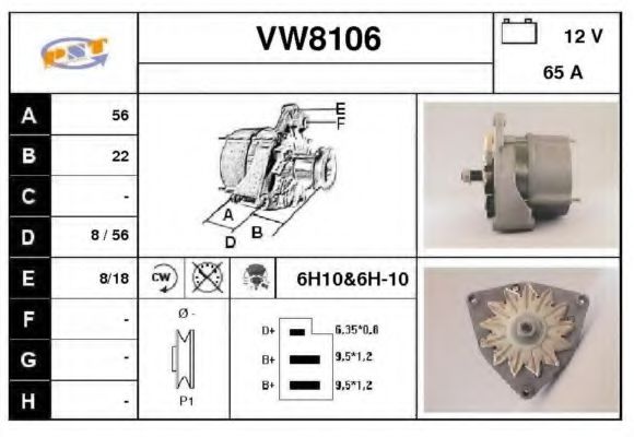VW8106 SNRA Alternator