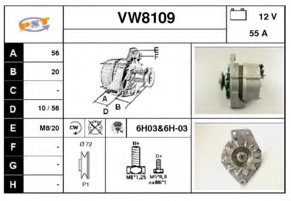 VW8109 SNRA Alternator Alternator
