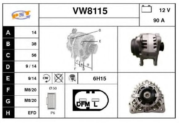 VW8115 SNRA Alternator Alternator