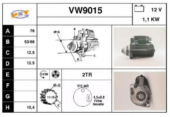 VW9015 SNRA Starter System Starter