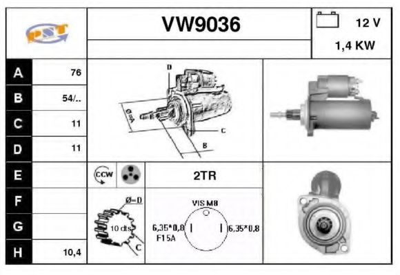 VW9036 SNRA Starter System Starter