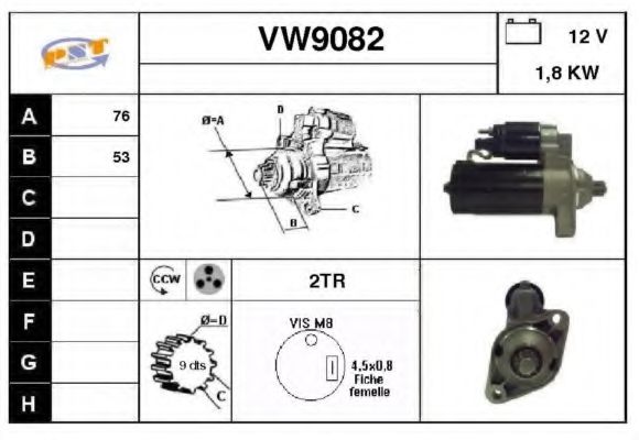 VW9082 SNRA Starter System Starter