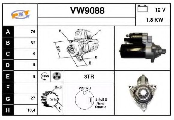 VW9088 SNRA Starter System Starter