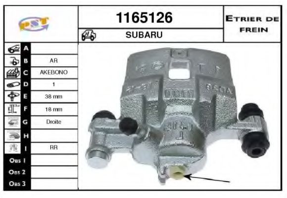 1165126 SNRA Brake System Brake Caliper