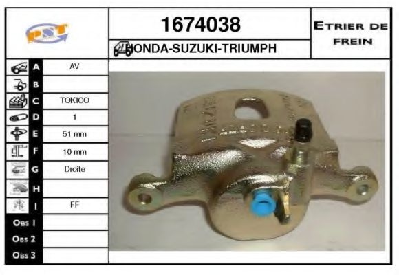 1674038 SNRA Brake System Brake Caliper