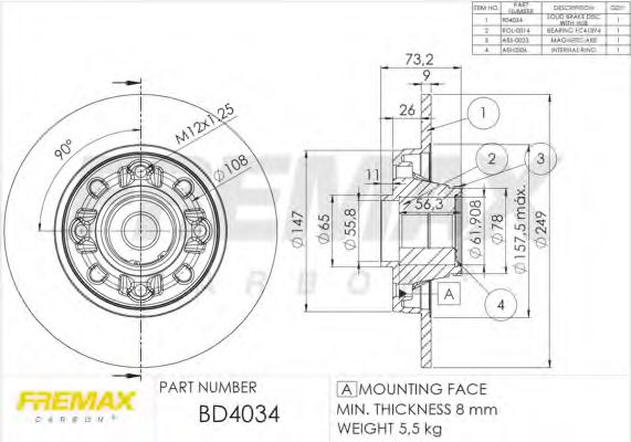BD-4034 FREMAX Brake System Brake Disc