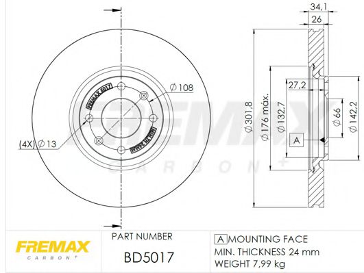 BD-5017 FREMAX Brake System Brake Disc