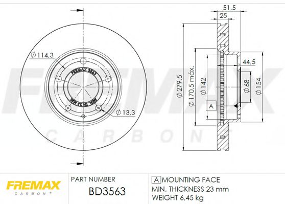 BD-3563 FREMAX Тормозной диск
