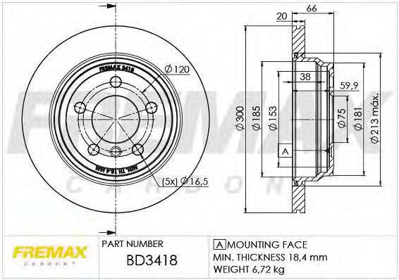 BD-3418 FREMAX Brake Pad Set, disc brake
