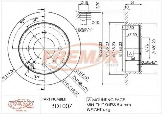 BD-1007 FREMAX Тормозной диск