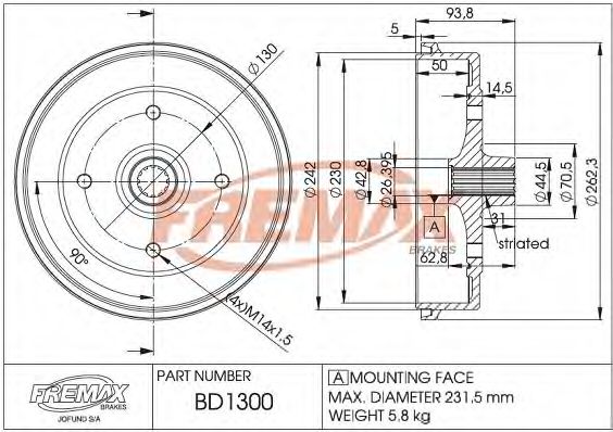 BD-1300 FREMAX Тормозная система Тормозной диск