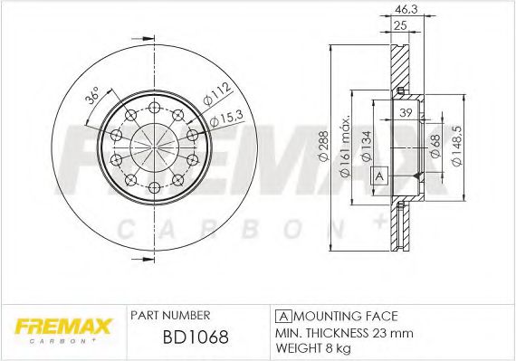 BD-1068 FREMAX Bremsanlage Bremsscheibe