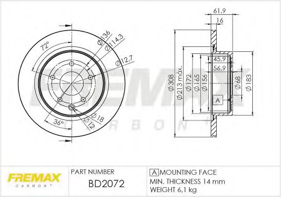 BD-2072 FREMAX Brake System Brake Disc