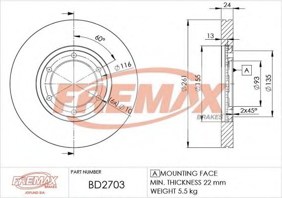BD-2703 FREMAX Brake System Brake Disc