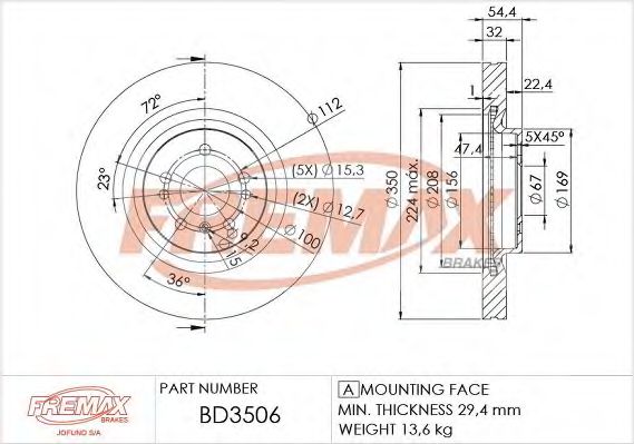 BD-3506 FREMAX Тормозная система Тормозной диск