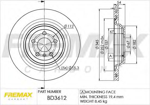 BD-3612 FREMAX Bremsanlage Bremsscheibe