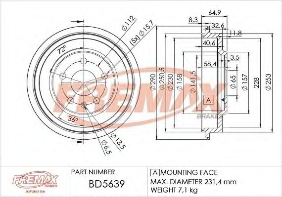 BD-5639 FREMAX Brake System Brake Drum