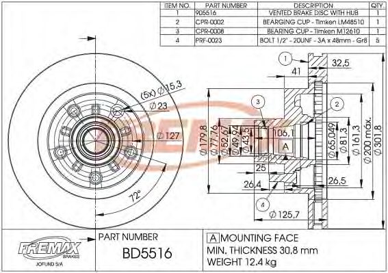 BD-5516 FREMAX Тормозная система Комплект тормозных колодок, дисковый тормоз