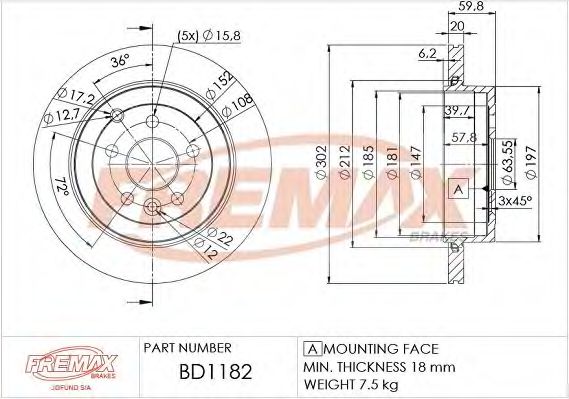 BD-1182 FREMAX Brake System Brake Disc