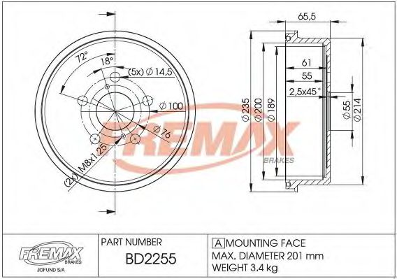 BD-2255 FREMAX Brake System Brake Disc