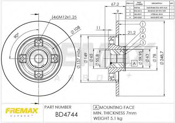 BD-4744 FREMAX Brake System Brake Disc