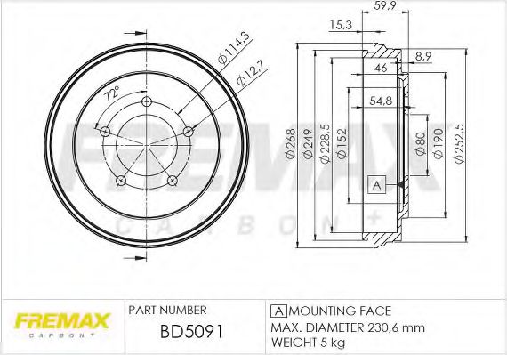 BD-5091 FREMAX Brake System Brake Drum