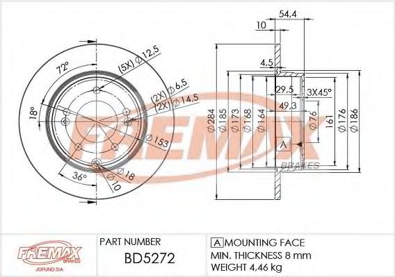 BD-5272 FREMAX Тормозная система Тормозной диск
