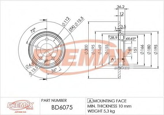 BD-6075 FREMAX Brake System Brake Disc