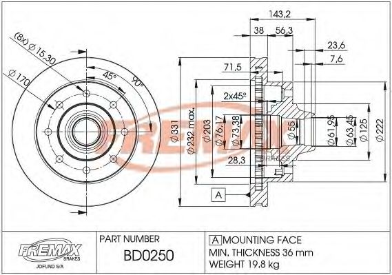 BD-0250 FREMAX Тормозная система Тормозной диск