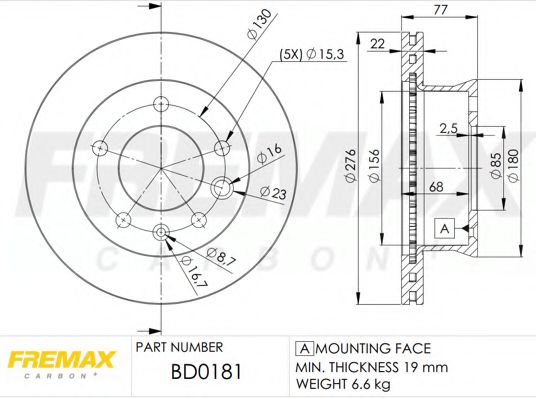 BD-0181 FREMAX Brake System Brake Disc