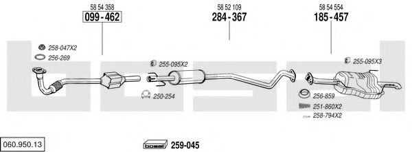 060.950.13 BOSAL Exhaust System Exhaust System