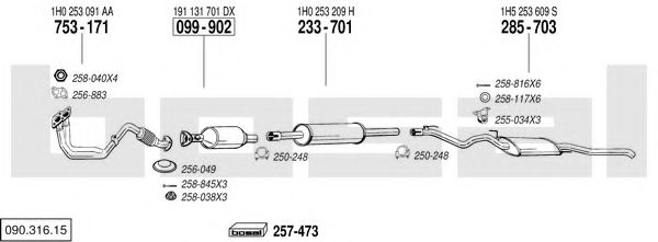 090.316.15 BOSAL Exhaust System Exhaust System