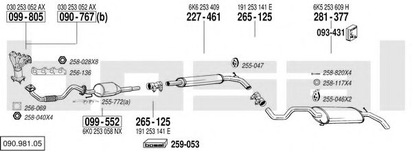 090.981.05 BOSAL Exhaust System Exhaust System