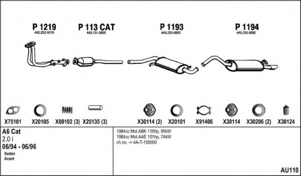 AU110 fenno Exhaust System End Silencer