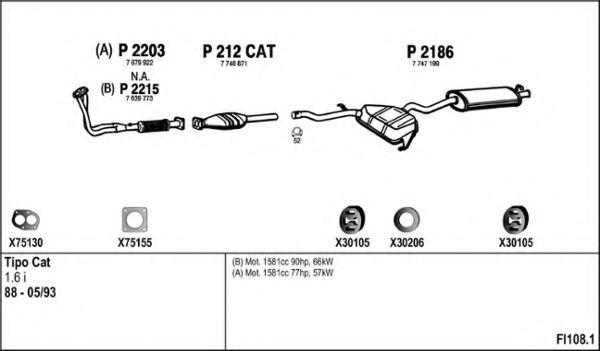 FI108.1 FENNO Brake Lining Kit, drum brake