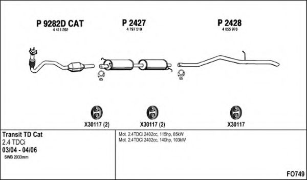 FO749 FENNO Exhaust System Exhaust System