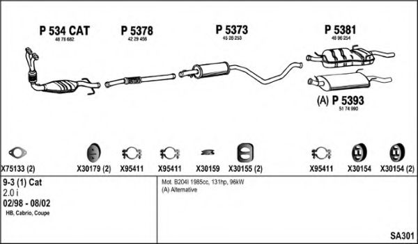 SA301 FENNO Brake System Brake Lining Kit, drum brake