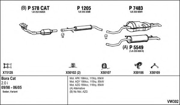 VW302 FENNO Exhaust System Exhaust System