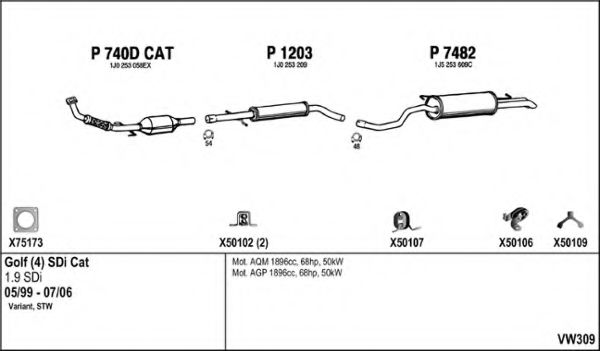 VW309 FENNO Exhaust System Exhaust System