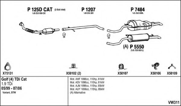 VW311 FENNO Exhaust System Exhaust System